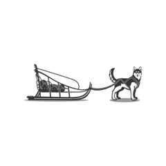 snow dog sled logo vector