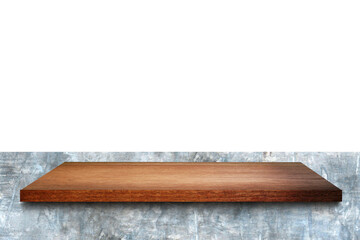 wooden table with plenty of room for your content and logo.Isolated on a white backdrop, Use as a montage for displaying items. Concept in a vintage style