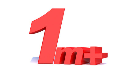 1M or 1 million followers thank you 3d word on white background