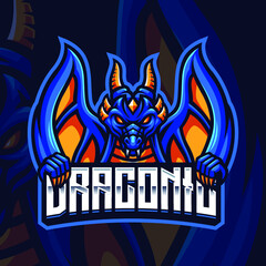 Blue Dragon Mascot Gaming Logo Template