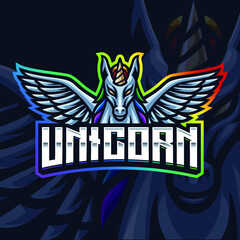Unicorn Mascot Gaming Logo Template