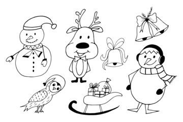 Fototapeta premium Doodle Cute Christmas Vector Elements Collection