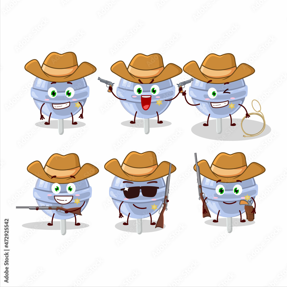 Canvas Prints Cool cowboy sweet blueberry lolipop cartoon character with a cute hat