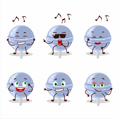 An image of sweet blueberry lolipop dancer cartoon character enjoying the music