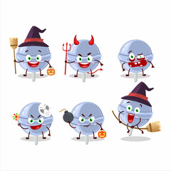 Halloween expression emoticons with cartoon character of sweet blueberry lolipop