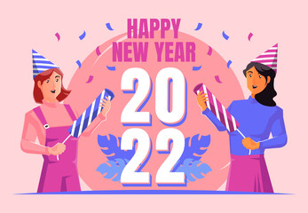 Obraz na płótnie Canvas Happy people celebrating new year 2022