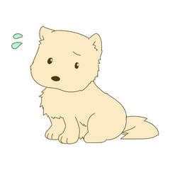 汗をかいて困った顔の犬