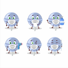 A picture of sweet blueberry lolipop cartoon design style keep staying healthy during a pandemic
