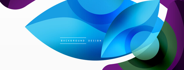 Fototapeta premium Abstract background with color geometric shapes. Beautiful minimal backdrop with round shapes circles and lines. Geometrical design. Vector illustration