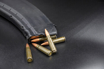 7.62 caliber cartridges in the rifle magazine