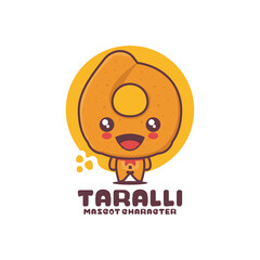 cute cartoon mascot Taralli. italian traditional snacks vector illustration, suitable for, logos, prints, labels, stickers.