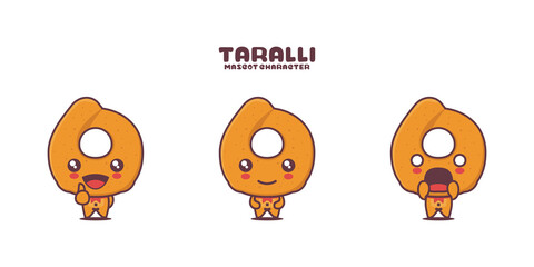 cute cartoon mascot Taralli. italian traditional snacks vector illustration, with different expressions