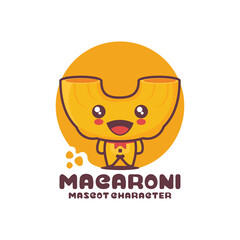 cute macaroni cartoon mascot vector illustration, suitable for, logos, prints, labels, stickers