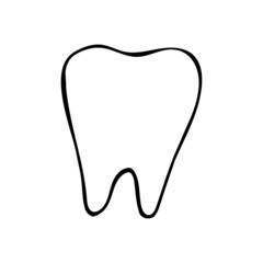 tooth hand drawn doodle. vector, scandinavian, nordic, minimalism, monochrome. icon. dentist, medicine.