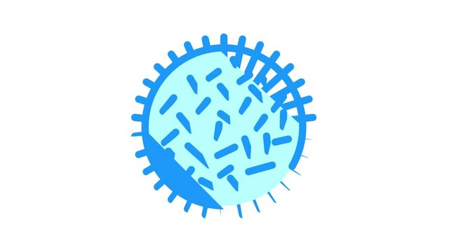 Pathogen Virus Disease color icon animation. Pathogen Bacteria And Protozoa Malaria, Mold On Bread And Vibrio Cholerae