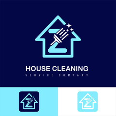 Modern Simple Cleaning Service, House Care and Maintenance Business Logo Design Idea with Initial Z Letter on Home and Brush Sparkling