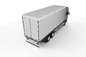 Big Truck Trailer on white background mockup