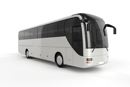 Bus On White Background Mockup