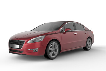 Fototapeta premium Red car on white background mockup