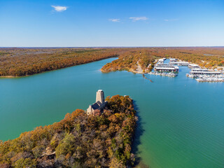 Aerial view of the Tucker Tower of Lake Murray State Park