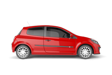 Plakat Red small car on white background mock up