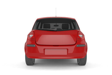 Fototapeta premium Red small car on white background mock up