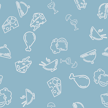 Vector doodle seamless pattern with baby items. Eps 10