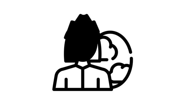 Female Occupation line icon animation. Doctor And Musician, Interpreter And Farmer, Architect And Judge Woman Occupation