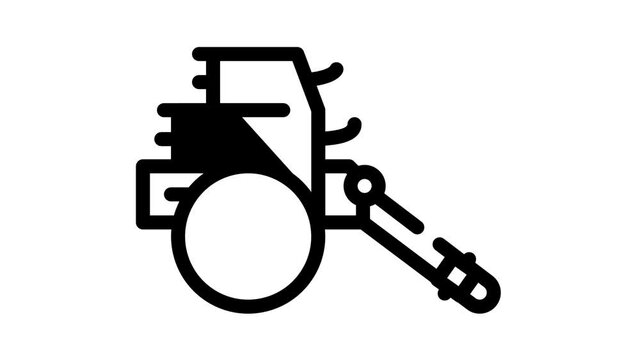 Siege Engine Catapult line icon animation. Ancient Weapon And Cores, Arrow Thrower And Siege Tower, Trebuchet And Hook Destroyer