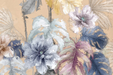 Beautiful oil painting flower illustration - 472934194