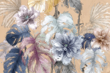 Beautiful oil painting flower illustration - 472934195