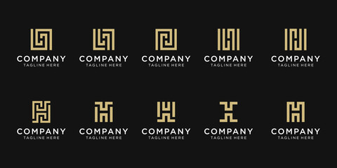 set of collection initial letter H logo template.