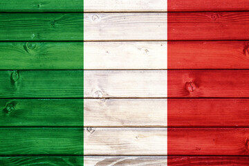 Flag of Italy on wooden surface