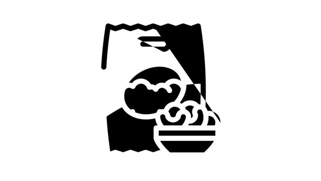 Gluten Free Products line icon animation. Gluten Free Rice And Quinoa Porridge Food, Beans And Chia And Tapioca, Oats And Milk Drink