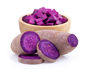 purple yams on isolated white background. full depth of field