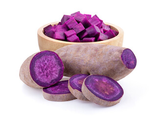 purple yams on isolated white background.