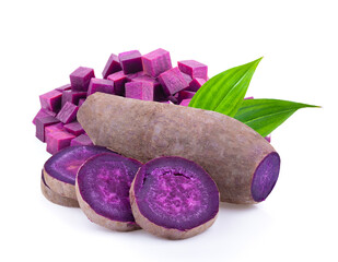 purple yams on isolated white background. full depth of field