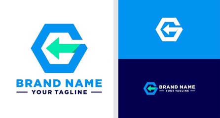 LETTER G LOGO ARROW HEXAGON EDITABLE