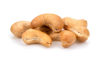 Roasted cashew nuts isolated on white