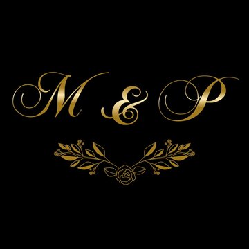 wedding couple initials logo letter on monogram MP