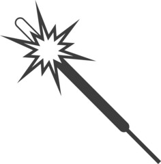 Sparkler with sparks. Vector image of the Christmas symbo.