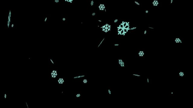 Green-colored animated cartoonish snowfall video in high resolution easy to use in black background.
