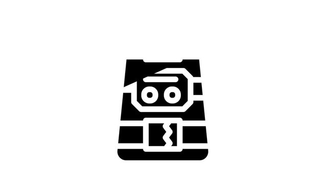 Ems Training Device glyph icon animation. Stimulator With Strap And Suction Cups, Massager For Feet And Stimulant For Press Ems Training