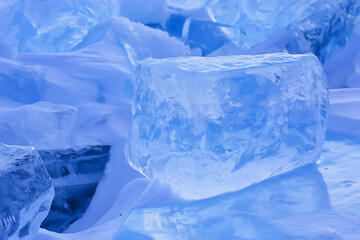 Obraz premium piece of ice baikal on ice, nature winter season crystal water transparent outdoor
