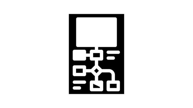 Startup Business Work glyph icon animation. Researching Market And Analyzing Price For Startup, Creative Brainstorm And Counting Money Profit