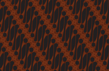 An illustration of famous Batik from Indonesia, known as Batik Parang with brown color