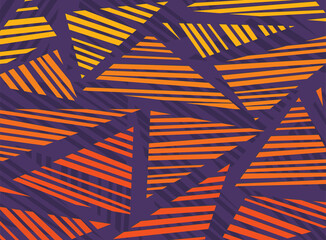 Minimalist background with abstract triangle stripe pattern with sunset color theme