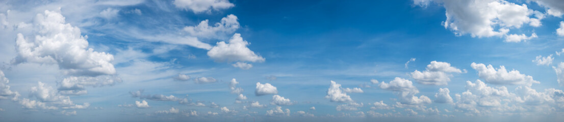 Sky blue background. Panoramic Sky. clear cloud sky