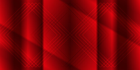 Geometric volumetric red background. Abstract technological background with square ornament. Vector design element for banners, posters, covers.