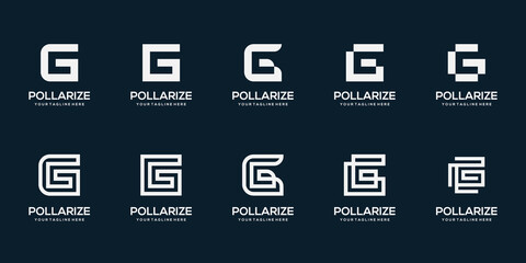 Set of abstract initial letter G logo design template. icons for business of digital, technology